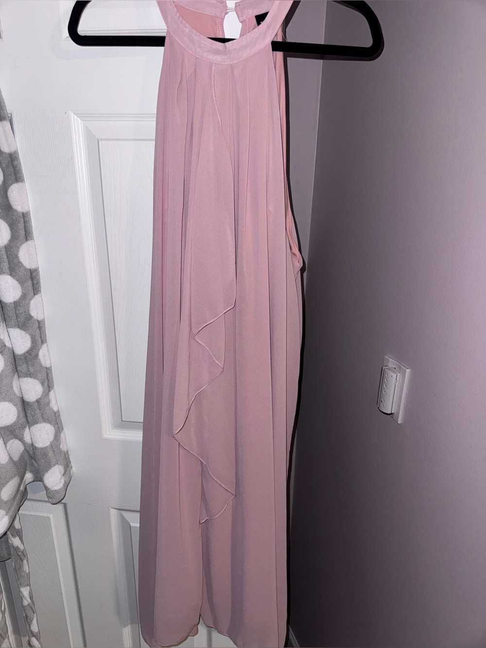 SHEIN Blush Pink Halter Ruffle Maxi Dress